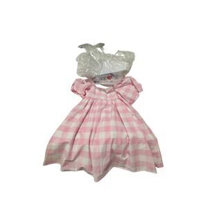 Janie & Jack pink white buffalo check Margo Robbie Barbie dress 8 lined euc